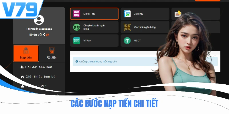 Các bước nạp tiền chi tiết 